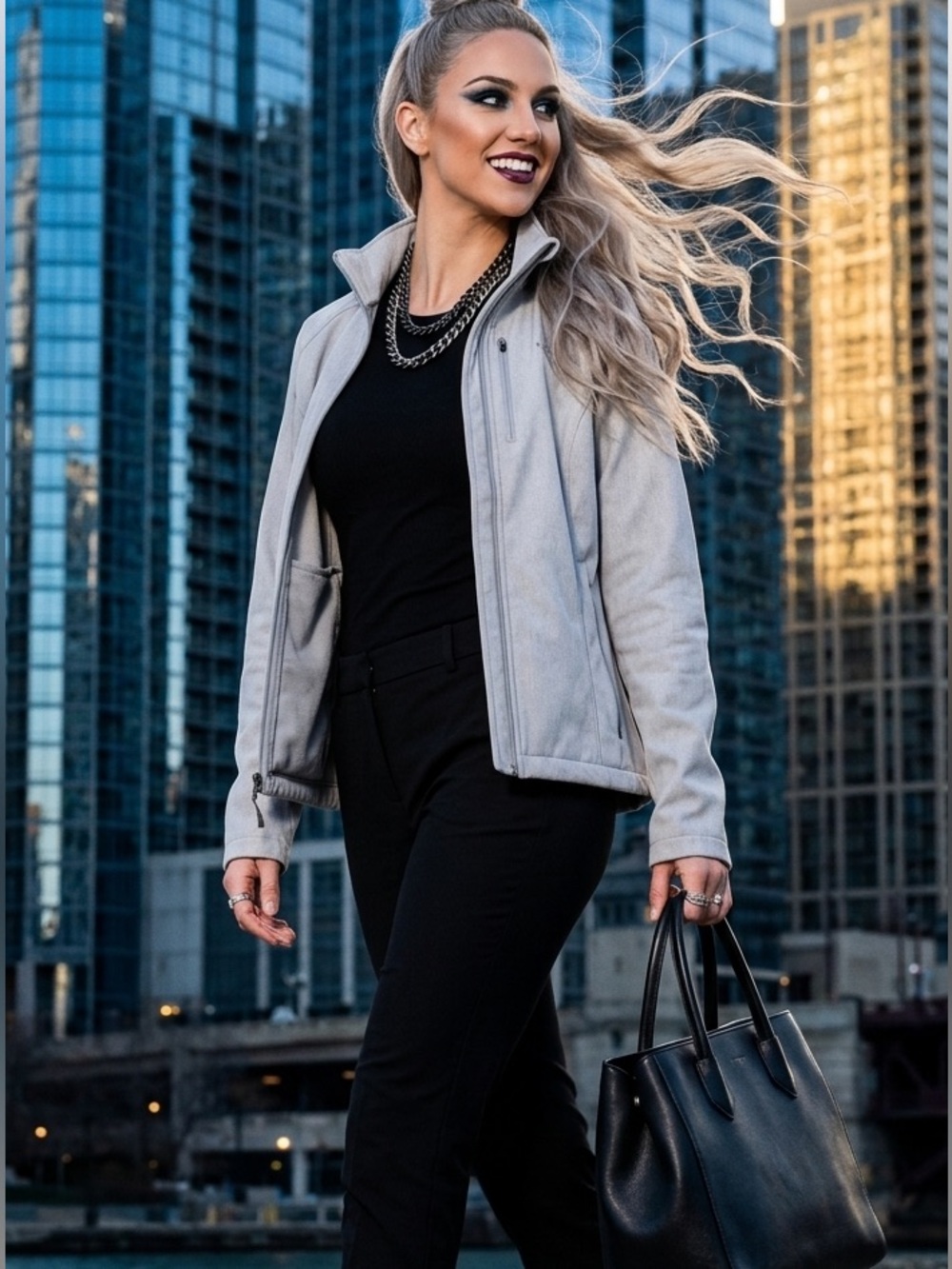 The North Face Light Gray Softshell Jacket.